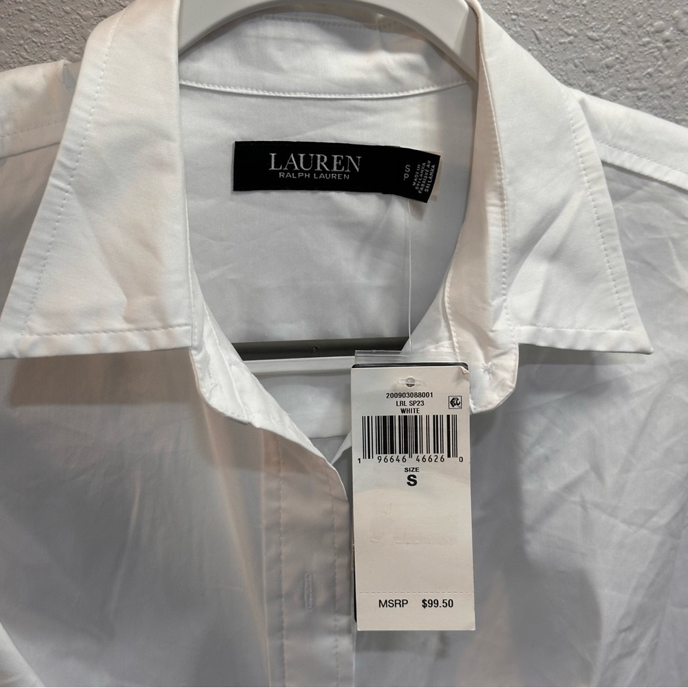 NWT Ralph Lauren White Twist Front Top Small Cotton Blend - Picture 3 of 6